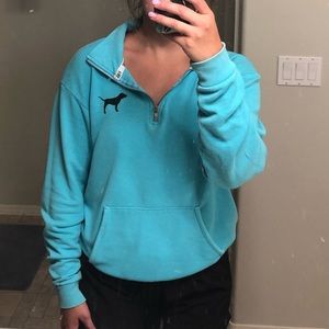 PINK quarter-zip mint green sweatshirt